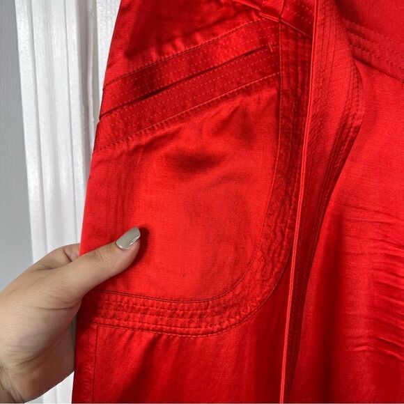 Sz 4 Armani Exchange Red Silk Blend Wide Leg Pants - Picture 15 of 17